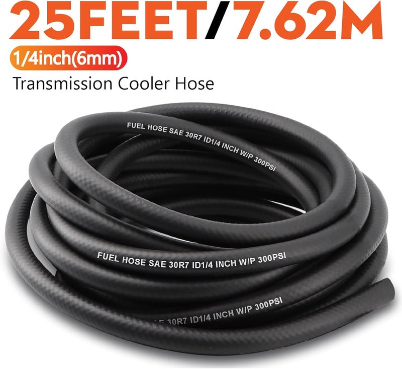 Taxutor Jeemiter 1/4 Inch ID (Inner Diameter) Fuel Line Hose - 25FT NBR Rubber with 10 Clamps - SAE 30R7, 300PSI - Flexible Gasoline & Oil Hose for For Cars, Lawn Mowers, Marine Engines - Image 3